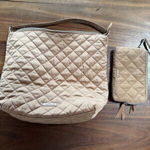 Vera Bradley Purse and Wallet set - Quilted Nylon - Tan